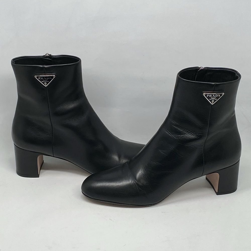 Prada Leather Zip Ankle-Booties